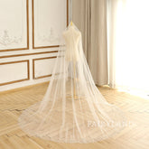 Pearls Edge Elegant Long Wedding Veil Blush Veil