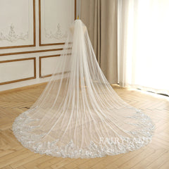 Plant Appliques Beading Sequins Bridal Veil Headpiece