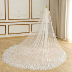 Plant Appliques Beading Sequins Bridal Veil Headpiece