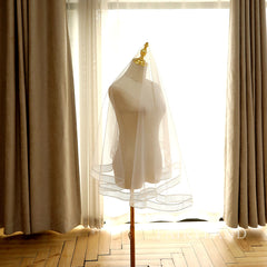 36'' Short Bridal Veils Ribbon Edge Women's Wedding Veil minimalist veil