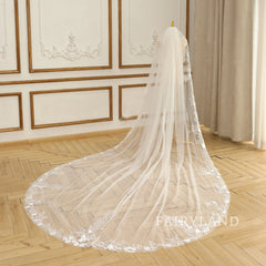 Full Floral Lace Edge Bridal Veil With Comb
