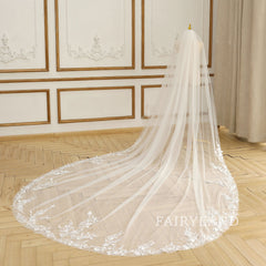 Simple Lace Veil Soft Tulle Bridal Veil Cathedral Wedding