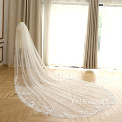 Simple Lace Veil Soft Tulle Bridal Veil Cathedral Wedding