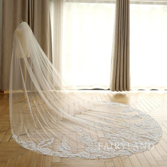 Vintage lace bridal veil glitter sequins wedding veil gorgeous church bridal veil