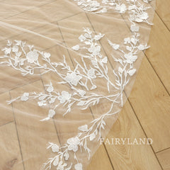 Simple Lace Veil Soft Tulle Bridal Veil Cathedral Wedding