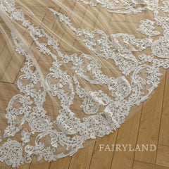 Vintage lace bridal veil glitter sequins wedding veil gorgeous church bridal veil