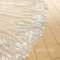 Plant Appliques Beading Sequins Bridal Veil Headpiece