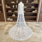Chantilly Lace Bridal Veil. Vintage French Eyelash Mantilla Veil with Comb. Soft Lace Chapel Wedding Veil. Custom Handmade Cathedral Veil.