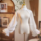 Sheer Organza Detachable Bishop Sleeves – High Neck Bridal Overlay for Wedding Dresses by FAIRYLAND