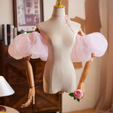 Pink Organza Puff Sleeves – Detachable Bridal Tulle Statement Sleeves for Wedding Dresses