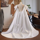 Detachable Bridal Overskirt Train with Open Back – Elegant Cathedral Wedding Skirt Extension