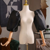 Black Puffy Organza Sleeves – Detachable Statement Balloon Sleeves for Bridal & Evening Looks by FAIRYLAND