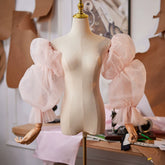 Blush Pink Sheer Tulle Puff Sleeves – Detachable Romantic Bridal Sleeves