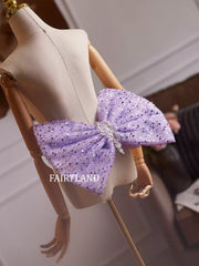 Purple Sequin Bow Accessory – Statement Oversized Decorative Bow for Dresses & Outfits