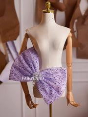 Purple Sequin Bow Accessory – Statement Oversized Decorative Bow for Dresses & Outfits