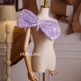 Purple Sequin Bow Accessory – Statement Oversized Decorative Bow for Dresses & Outfits