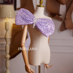 Purple Sequin Bow Accessory – Statement Oversized Decorative Bow for Dresses & Outfits