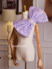 Purple Sequin Bow Accessory – Statement Oversized Decorative Bow for Dresses & Outfits