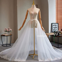 A-Line Tulle Wedding Skirt with Lace Hem – Soft Layered Bridal Overskirt by FAIRYLAND