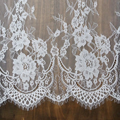 Elegant Floral Lace Bridal Gloves – Sheer Long Wedding Gloves with Scalloped Edge