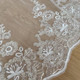 Cathedral Length Lace Wedding Veil – Classic Scalloped Floral Edge Bridal Veil