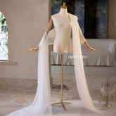 Sheer Tulle Bridal Cape – Lightweight Wedding Shoulder Wrap with Long Flowing Panels by FAIRYLAND
