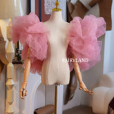 Pink Tulle Statement Sleeve – Dramatic Ruffle Organza Fashion Accessory