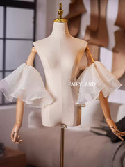 Elegant Organza Ruffle Short Sleeves – Custom Color Detachable Bridal & Formal Dress Overlay