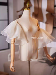 Elegant Organza Ruffle Short Sleeves – Custom Color Detachable Bridal & Formal Dress Overlay