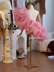 Pink Tulle Statement Sleeve – Dramatic Ruffle Organza Fashion Accessory