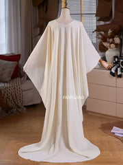 Elegant Flowing Crepe Bridal Cape – Long Wedding Shoulder Cover with Soft Layered Draping