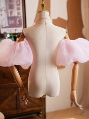 Pink Organza Puff Sleeves – Detachable Bridal Tulle Statement Sleeves for Wedding Dresses