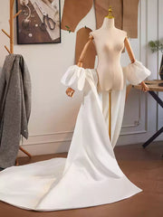 Detachable Bridal Overskirt Train with Open Back – Elegant Cathedral Wedding Skirt Extension