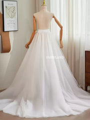 Sheer Tulle Overskirt with Bow Tie Waist – Detachable Bridal Train Accessory for Wedding Gowns by FAIRYLAND