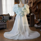 Light Blue Puffy Tulle Sleeves – Statement Bridal Detachable Sleeve Accessories