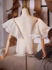 Elegant Organza Ruffle Short Sleeves – Custom Color Detachable Bridal & Formal Dress Overlay