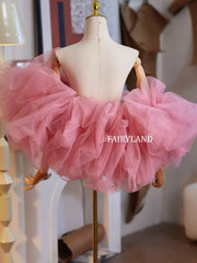 Pink Tulle Statement Sleeve – Dramatic Ruffle Organza Fashion Accessory