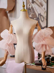 Blush Pink Sheer Tulle Puff Sleeves – Detachable Romantic Bridal Sleeves