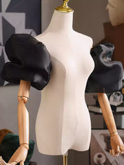 Black Puffy Organza Sleeves – Detachable Statement Balloon Sleeves for Bridal & Evening Looks by FAIRYLAND