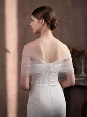 Off-Shoulder Floral Tulle Bridal Wrap – Sheer Wedding Shawl with 3D Lace Appliqué