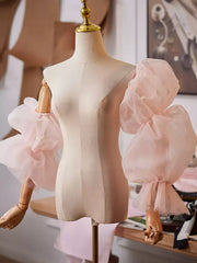 Blush Pink Sheer Tulle Puff Sleeves – Detachable Romantic Bridal Sleeves