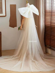 Ivory Tulle Bridal Train with Sculpted Oversized Bow – Elegant Photoshoot Gown by FAIRYLAND