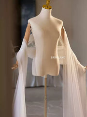 Sheer Tulle Bridal Cape – Lightweight Wedding Shoulder Wrap with Long Flowing Panels by FAIRYLAND