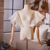 Elegant Organza Ruffle Short Sleeves – Custom Color Detachable Bridal & Formal Dress Overlay