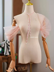 Blush Tulle Puff Sleeves – Removable Bridal & Editorial Photoshoot Arm Accessories by FAIRYLAND
