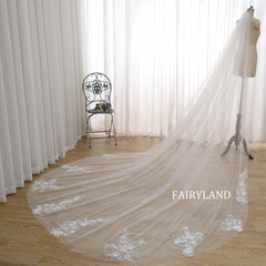 Glitter Sequins Bridal Veil - Plant Appliques Veil For Wedding With Comb