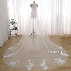 Glitter Sequins Bridal Veil - Plant Appliques Veil For Wedding With Comb