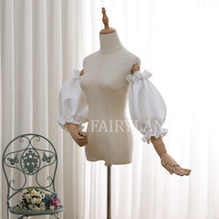 Detachable Puff Sleeve Bridal Arm Sleeves – Off-Shoulder Satin Wedding Dress Sleeves