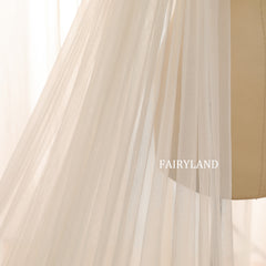 Long Cathedral Bridal Veil with Delicate Lace and Sheer Illusion Tulle