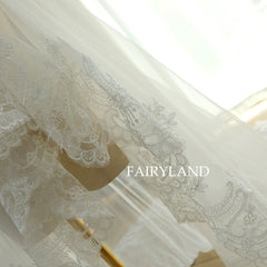 Romantic Full Lace Edge Bridal Veil With Blush